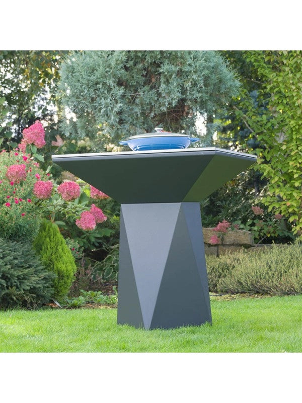 Braciere da giardino, Barbecue con foro per wok e griglia con gambe in acciaio - G1 grafite