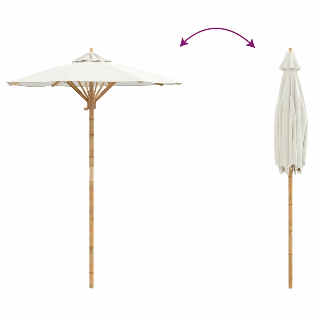 Ombrello da giardino-Ombrellone da spiaggia Bianco Crema ? 150 x 210 cm Bamb¨´