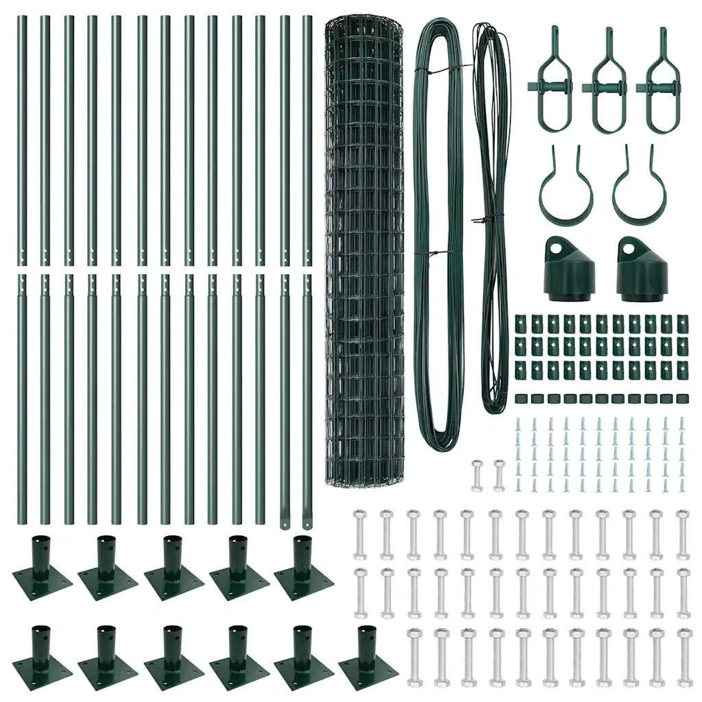 Recinzione da Giardino | Recinzione con Posto Verde 1,2 x 25 m Acciaio e PVC