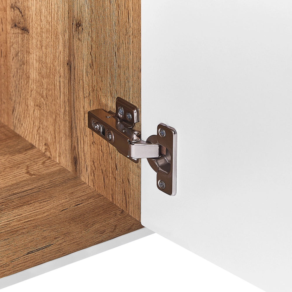 Credenza e scrivania bianca con impiallacciatura di carta MDF in legno chiaro 2 in 1 con cassetti Scaffali Armadi