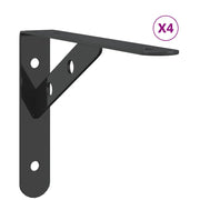 4 pz Staffe per Mensola | Ripiano | Scaffale 20x2,5x14 cm in Acciaio Inox Nero