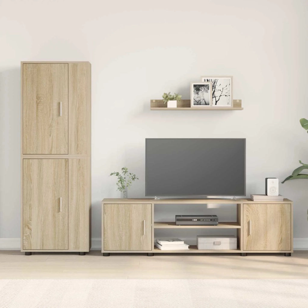 Set mobile TV 4 pz | Armadietto TV | Mobile Porta TV Rovere Sonoma Legno multistrato