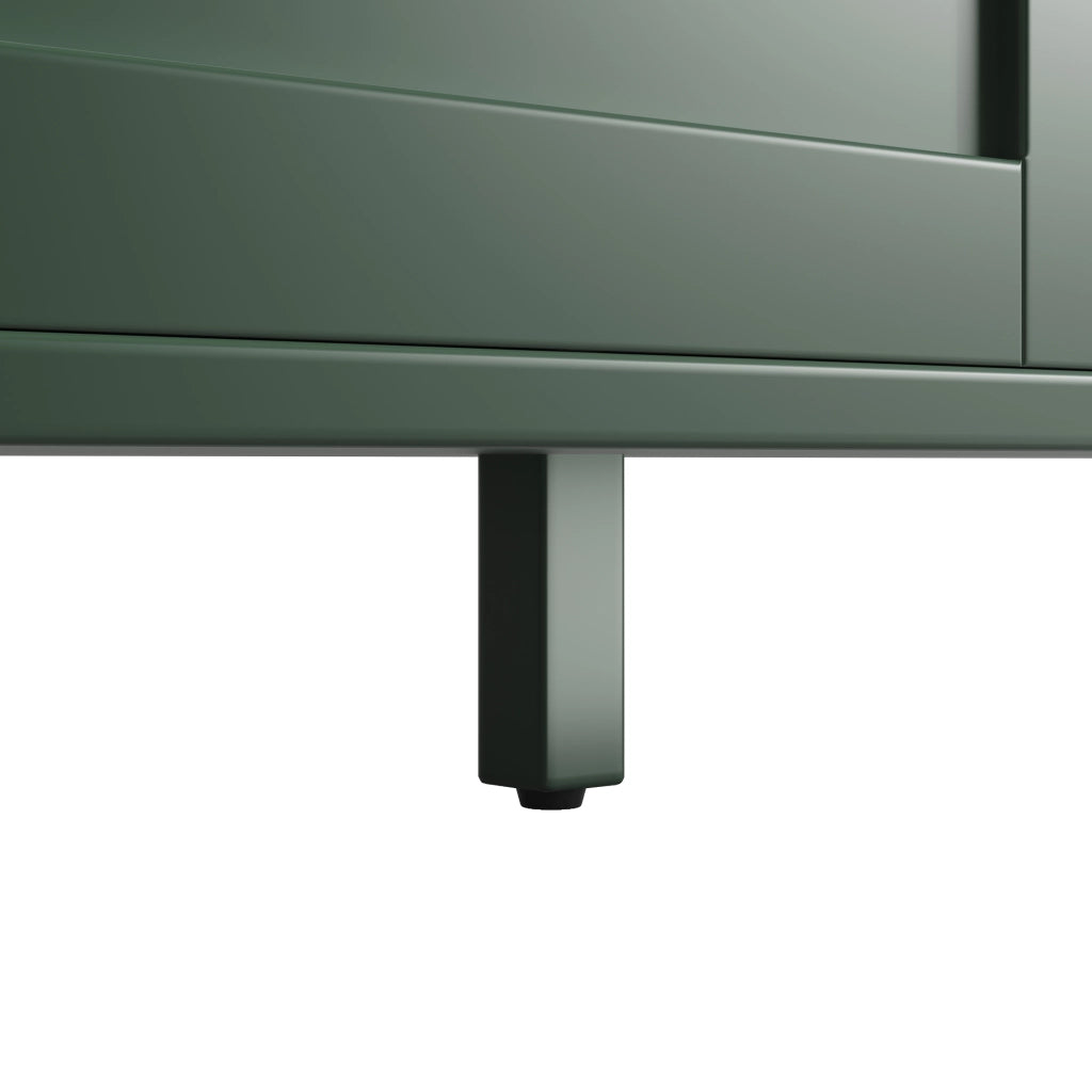 Dispensa alta con ripiani e LED per cucina con ante in vetro marrone, MDF, verde, 120 × 40 × 179 cm