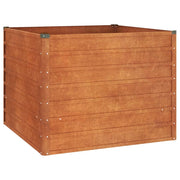 Fioriera rialzata per piante fiori terrazza giardino finitura ruggine 100 x 100 x 77 cm acciaio corten marrone 02_0039857