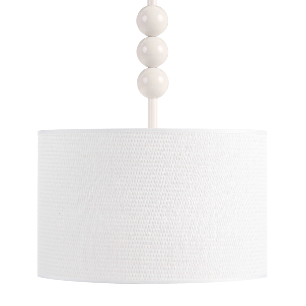 Lampada a sospensione in metallo con paralume a tamburo in tessuto stile bianco Stile moderno di metà secolo