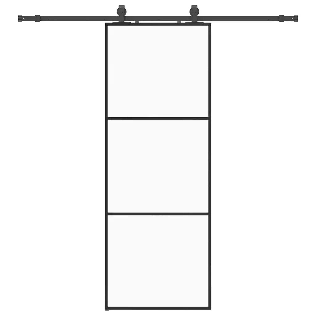 Porta Scorrevole con Ferramenta Nera 76x205 cm in Vetro ESG
