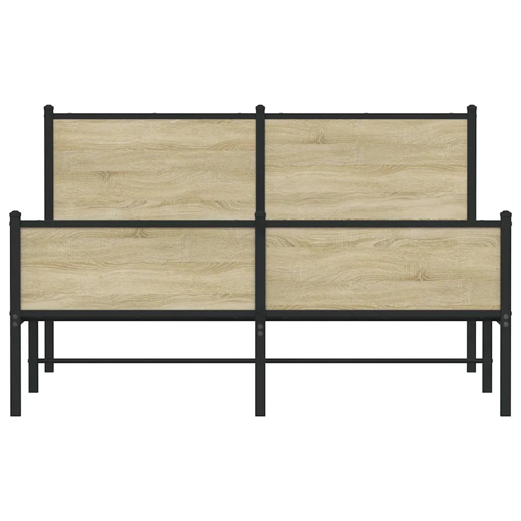 vidaXL Giroletto senza Materaso in Metallo Rovere Sonoma 140x190 cm