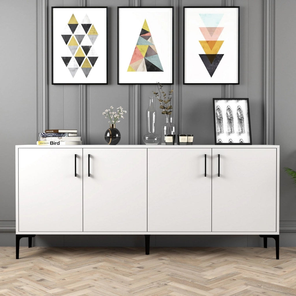 Madia Pollein, Credenza 2 Ripiani, 180x35x78h cm Bianco