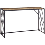Tavolo Consolle in Stile Industriale Vintage ¨C zephmum ¨C Acciaio e Legno Marrone 120x35x75cm