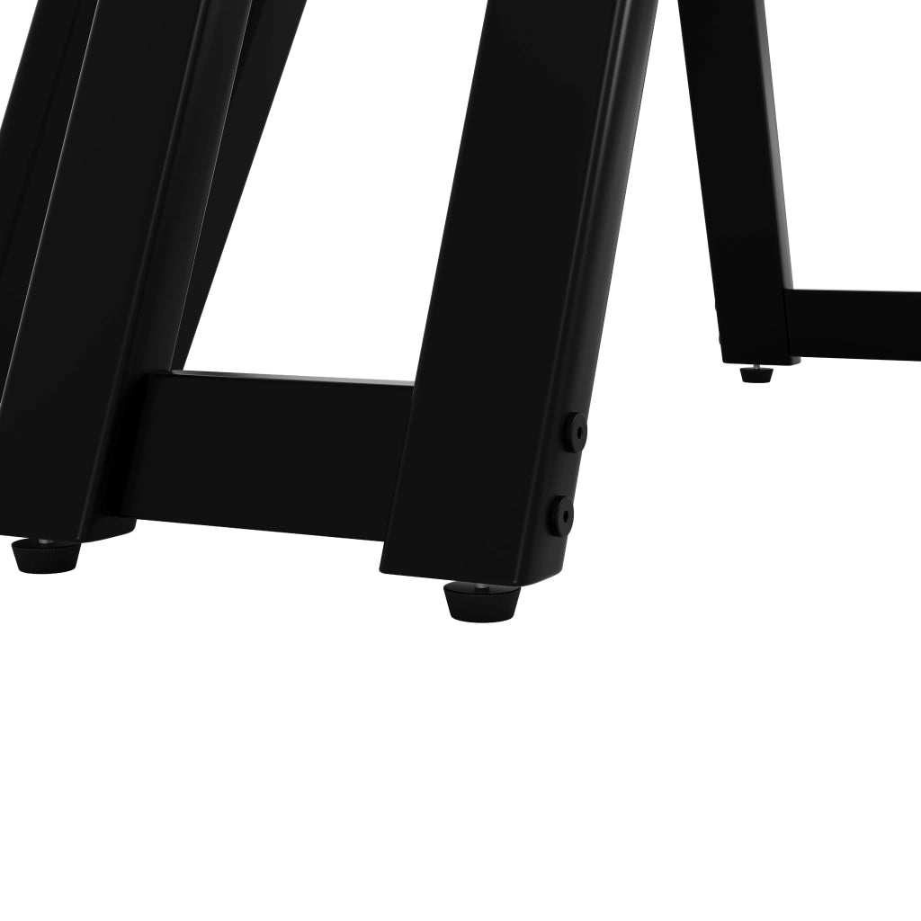 Tavolo da pranzo per 4 persone con piano in MDF effetto marmo e gambe in metallo, per soggiorno, nero, 100 × 100 × 76 cm