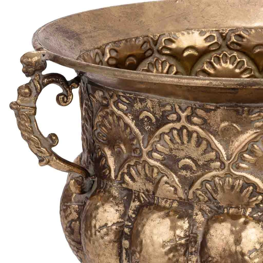 Vaso da fiori in metallo dorato 51,5x45x50h cm