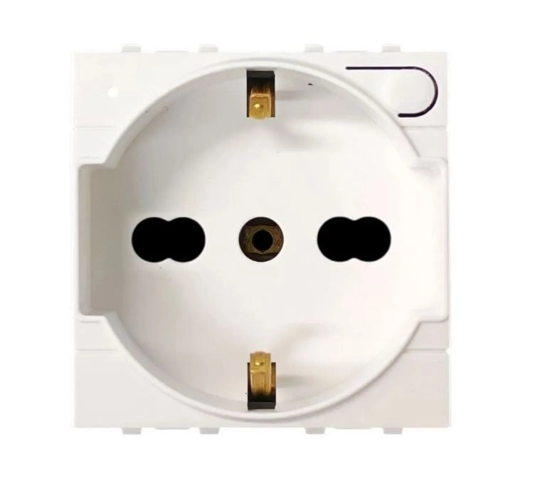 Presa WiFii Smart Bivalente Bipasso Schuko 16A Bianca Compatibile con Vimar Plana