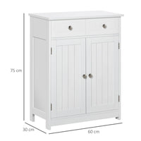 Mobile da Bagno 2 Ante con Cassetti 60x30x75 cm in Legno Bianco