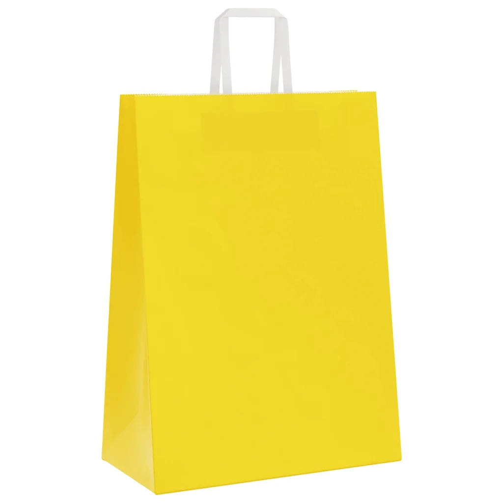 Sacchetti di Carta 50 pz con Manici Gialli 32x17x44 cm 4102000