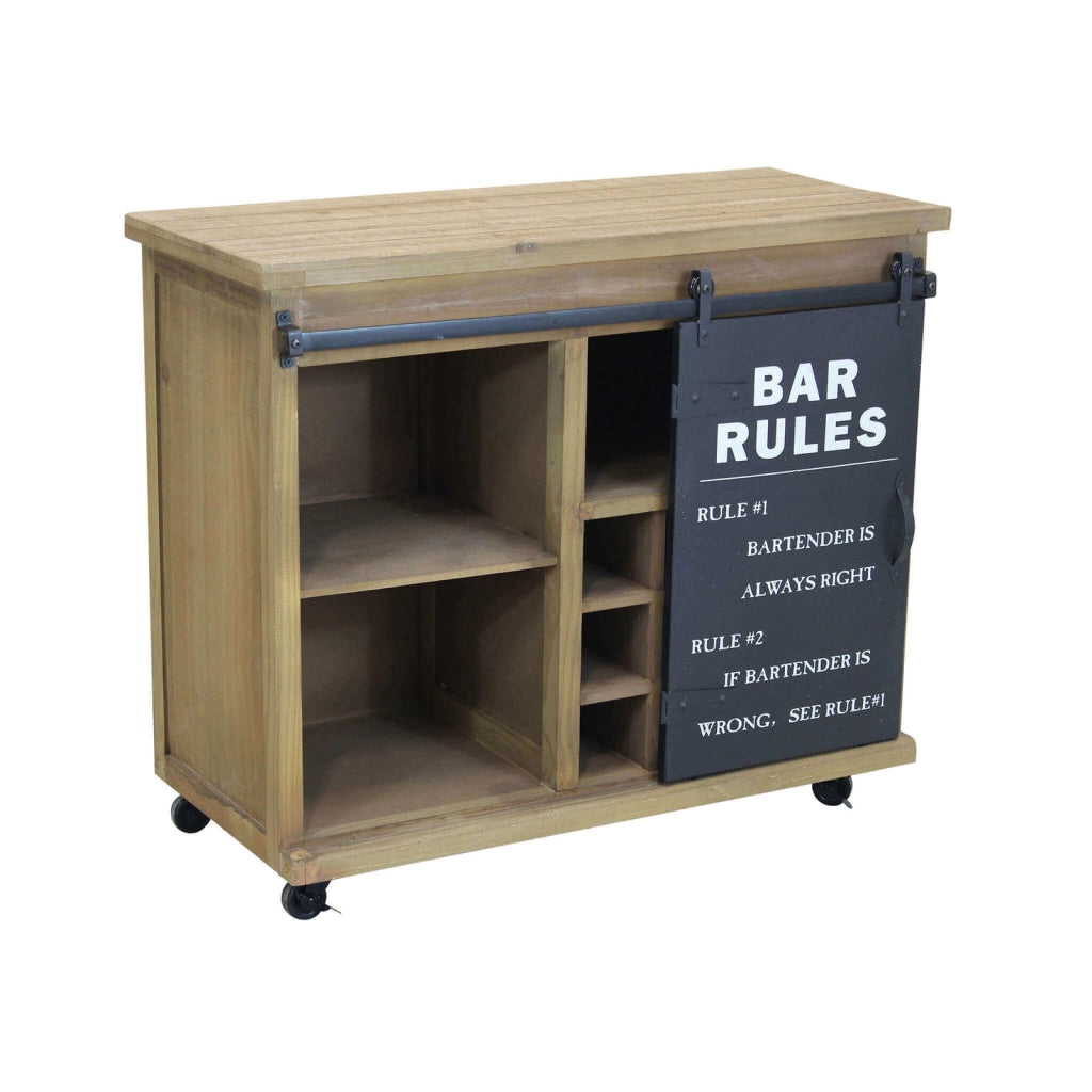Madia Industrial con Portabottiglie in Acciaio Legno cm 88x41x74 5 - REED
