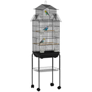 Gabbia per Uccelli con Ruote ¨C Zephmum ¨C Nero 50.5x41x163 cm