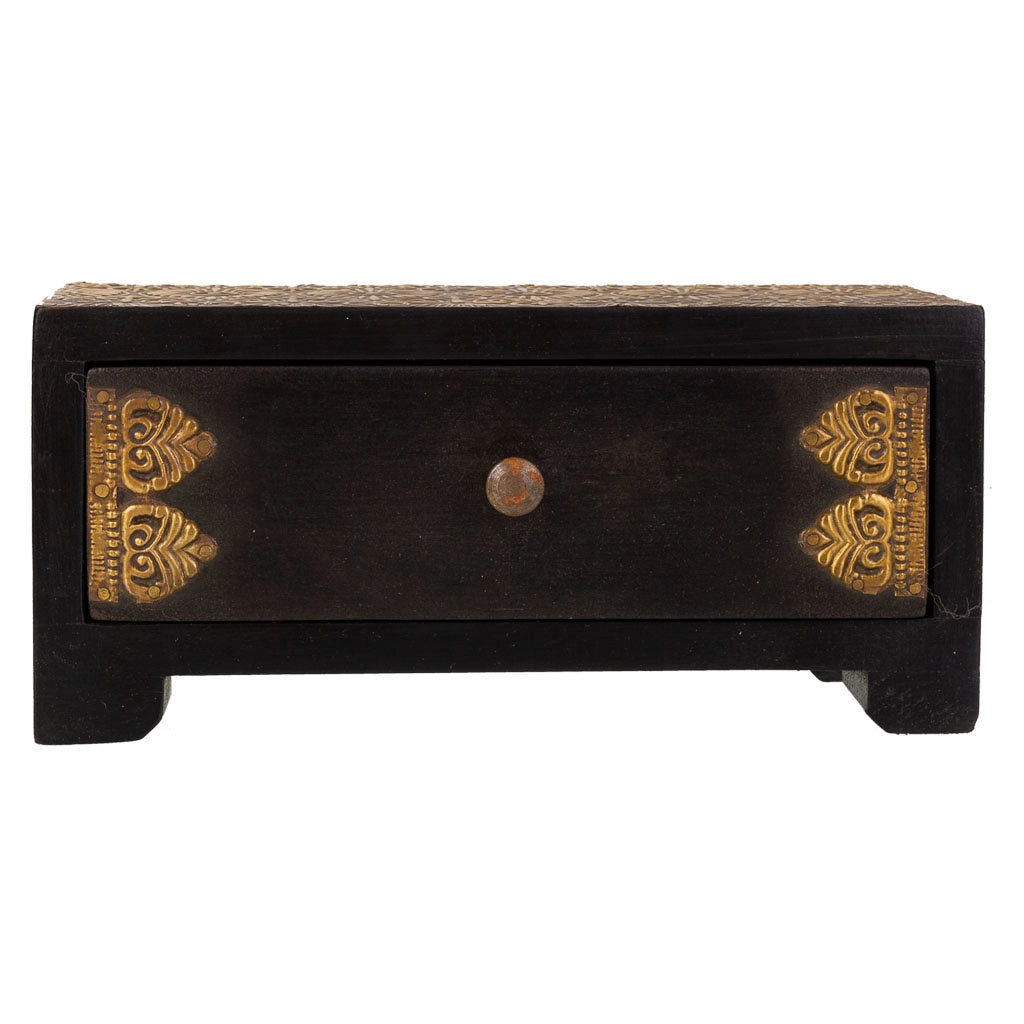 Baule portagioie legno metallo nero 20x8x8,5h cm