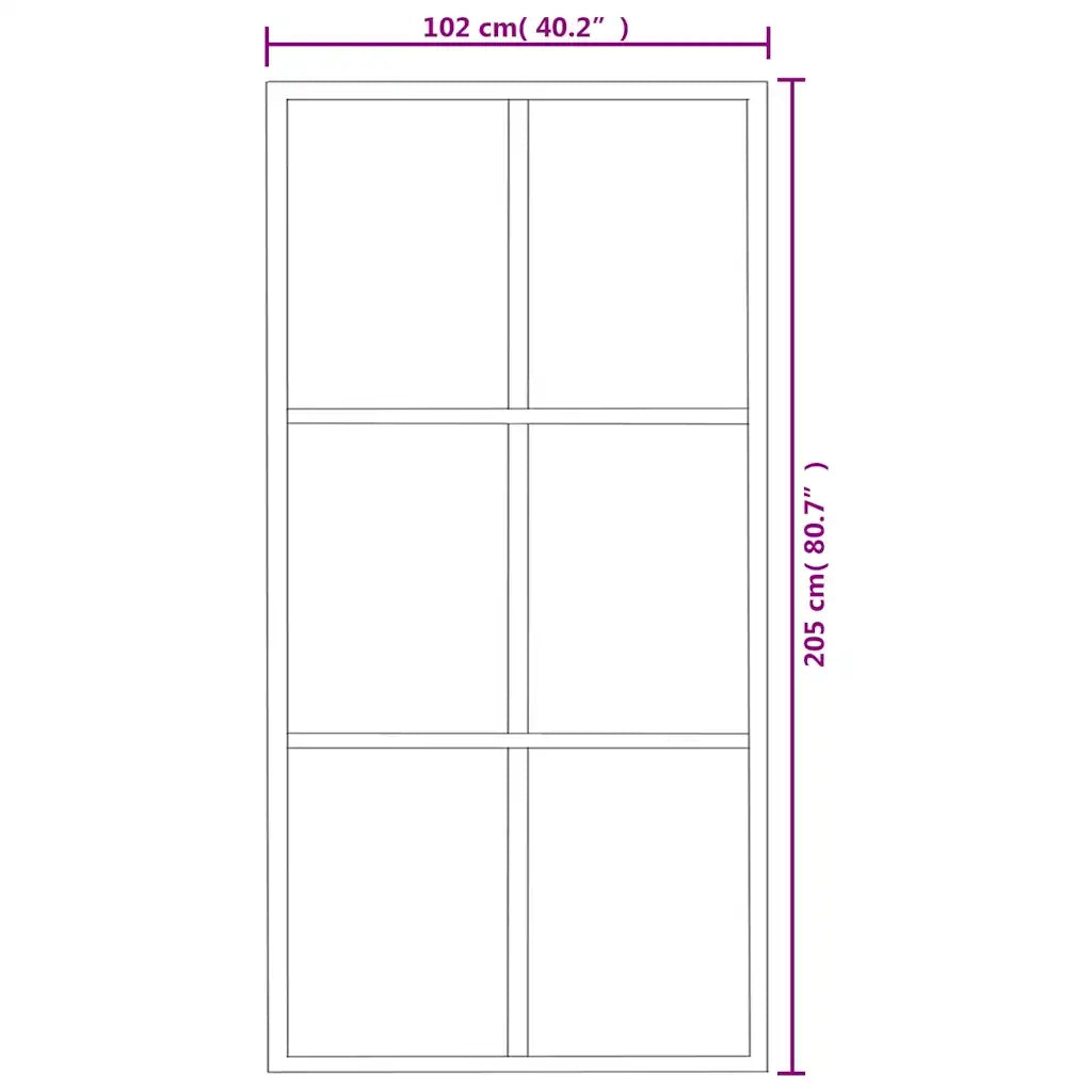 Porta Scorrevole in Vetro ESG e Alluminio 102x205 cm Nera 151013