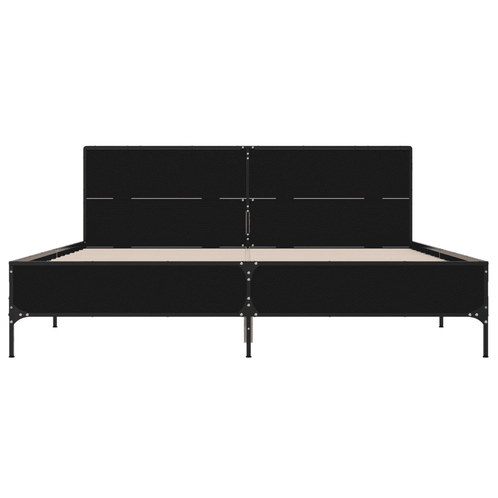 Giroletto Nero 140x190 cm in Legno Multistrato e Metallo 3280032
