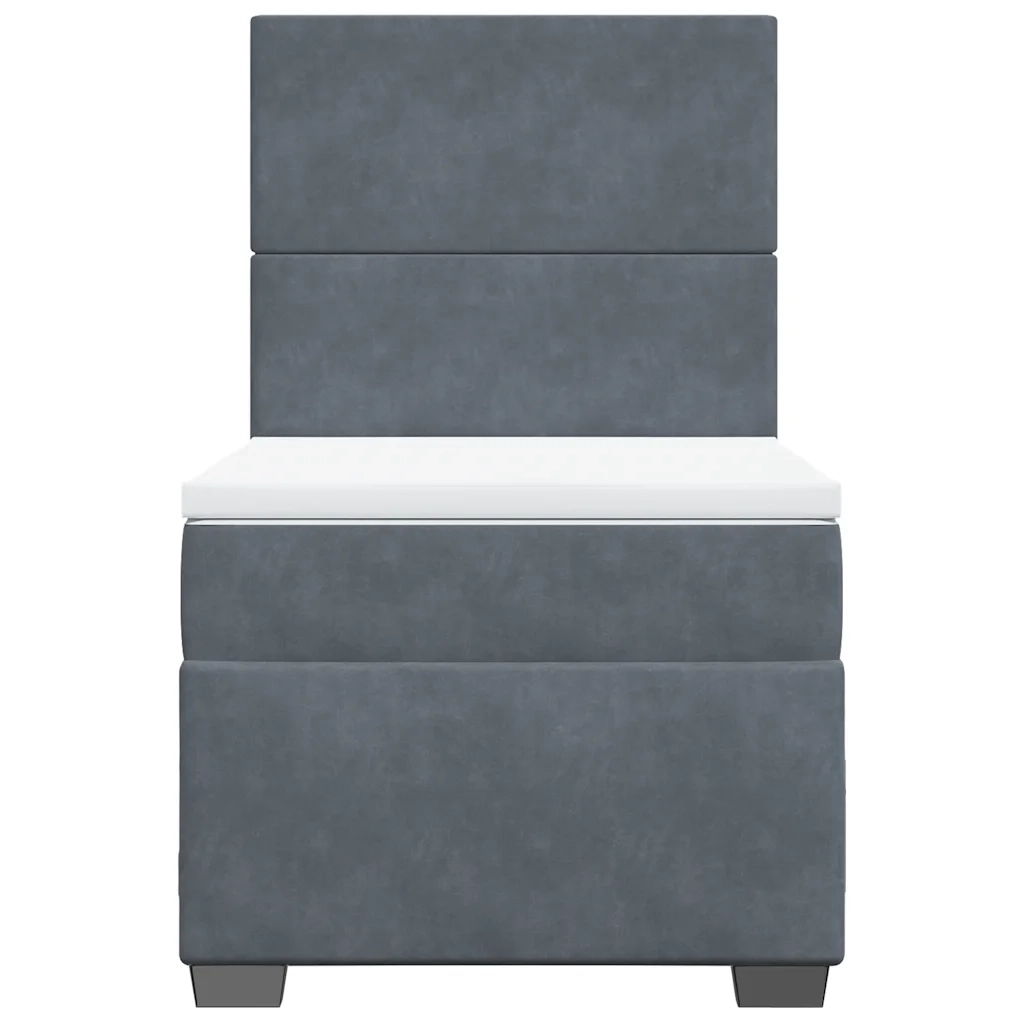 Giroletto a Molle con Materasso Grigio Scuro 90x190 cm Velluto