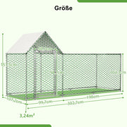 RECINTO PER POLLAME 3 x 1 x 1,5 m in metallo zincato, argento