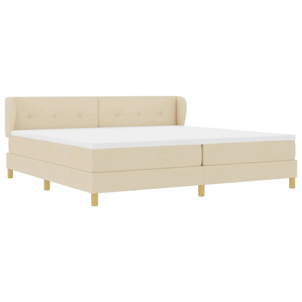 Letto a molle con materasso Crema 200 x 200 cm Tessuto 3340239