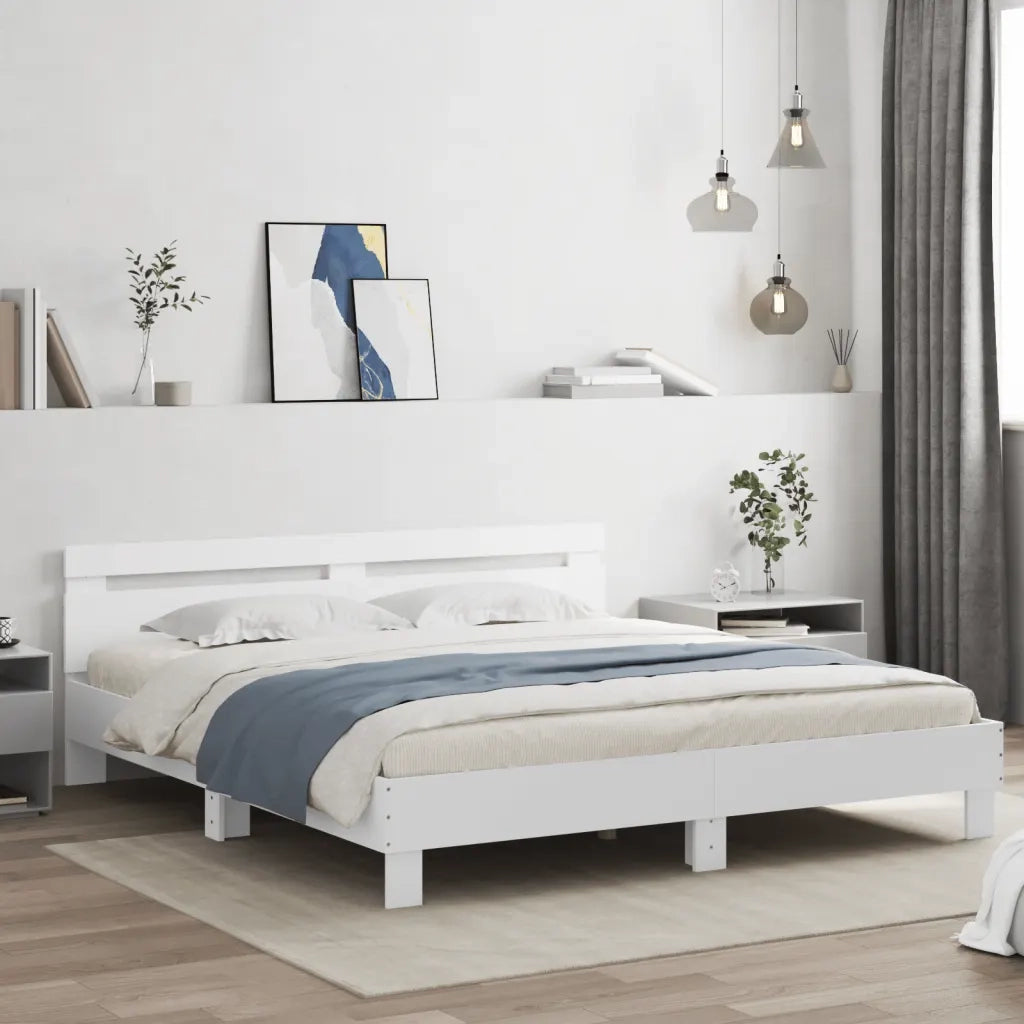 Giroletto con LED senza Materasso-Struttura Letto Bianco 180x200 cm 657933