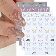 Sticker per unghie 5D con effetto rilievo - Sticker per unghie arte - Sticker per unghie luccicanti rosa - 4 fogli - Design unico - Disegno tridimensionale - Sticker per unghie arte