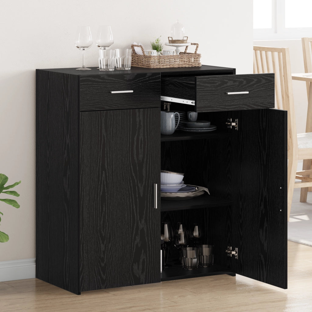 Armadio da stoccaggio Rovere Nero 80x42.5x93.5 cm Legno ingegnerizzato