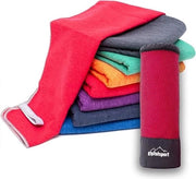 Set di asciugamani in microfibra, per sauna, fitness, sport, asciugamani da spiaggia, asciugamani per sport, 8 asciugamani, 12 colori, rosso
