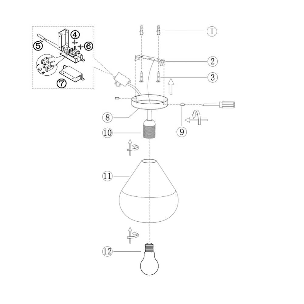 Lila - Lampada da soffitto rotonda d.20cm Fabas Luce - Applique con lampadina led E27 MAX 40W - Fumè