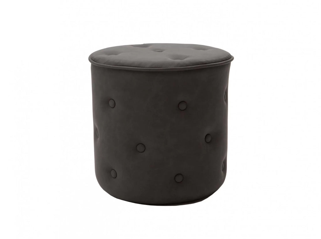 1 pouff in ecopelle grigio con bottoni  misure l.40 h.40 p.40