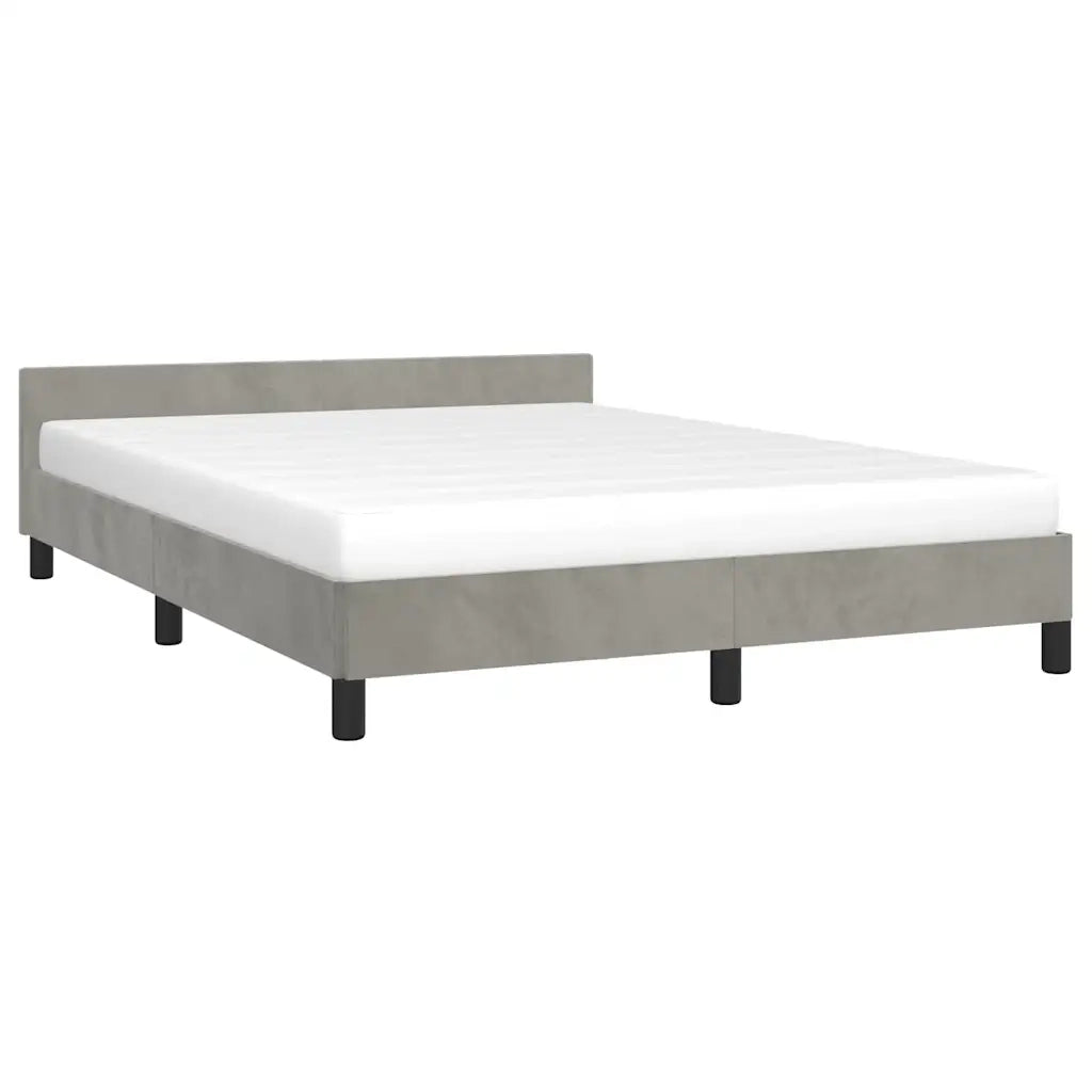 Letto matrimoniale | Letto per adulti | Giroletto senza Materasso Grigio Chiaro 140x200 cm Velluto