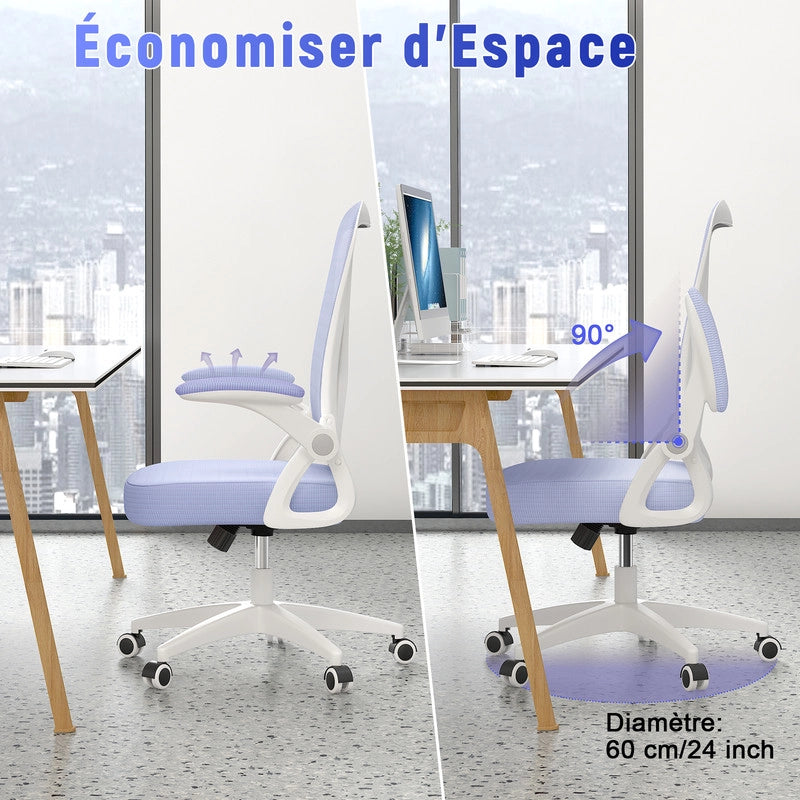 Sedia da ufficio ergonomica HAMLODY - con rotelle - Schienale regolabile con supporto lombare - Altezza regolabile - Viola