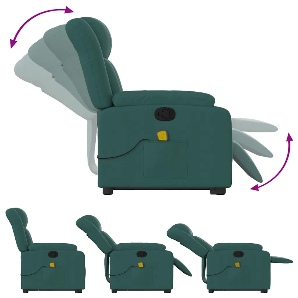 Poltrona Alzapersona Massaggiante Verde Scuro in Tessuto 3205334