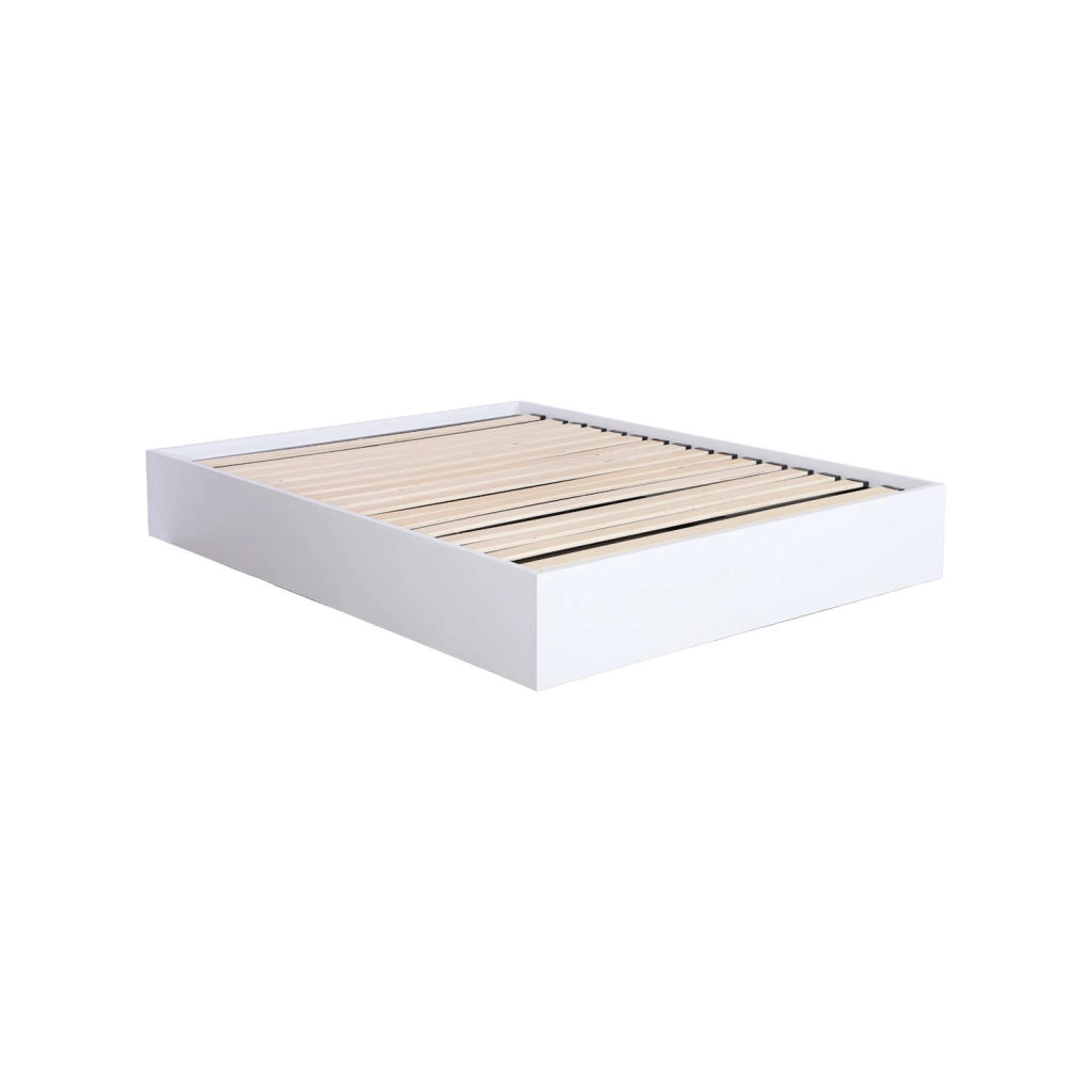 Letto contenitore con rete a doghe decorazione legno, 160x200cm ,