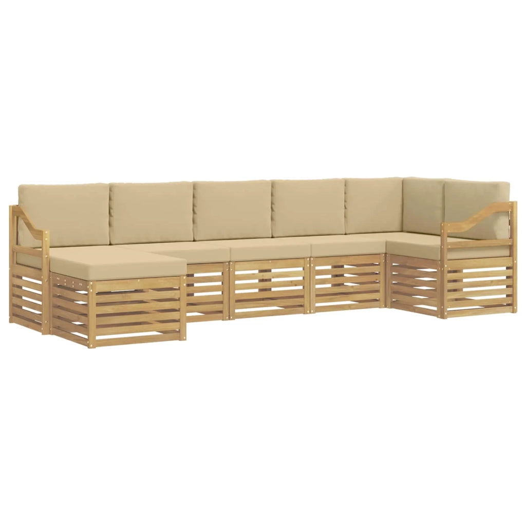 Set di divani da esterno 7 pcs Bianco e Beige