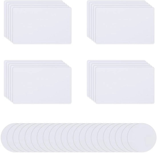 Etichette NFC 20 pezzi - Etichette NFC rotonde/rettangolari - PVC - 2,5 x 2,5 cm / 8,6 x 5,4 cm - Bianche - Buona compatibilità - Etichette RFID
