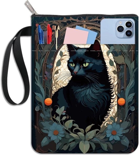 Borsa per Notebook in Tessuto a Fiori con Cerniera, Tas per Libri con Tasca, Copertina per Libro da Studio con Protezione per Studenti e Bibliotecari