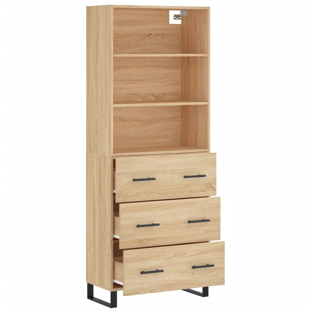 Buffet credenza cassettiera armadio mobile contenitore organizer cucina soggiorno salotto rovere Sonoma alto 69,5 x 34 x 180 cm legno ingegnerizzato marrone 02_0034150