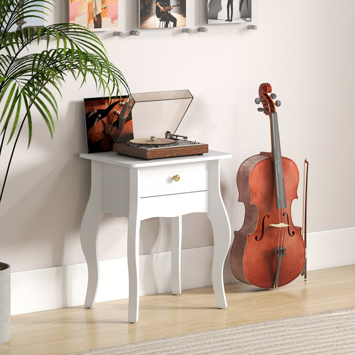 Tavolino da Salotto in Stile Francese 45x35x55 cm in MDF Bianco