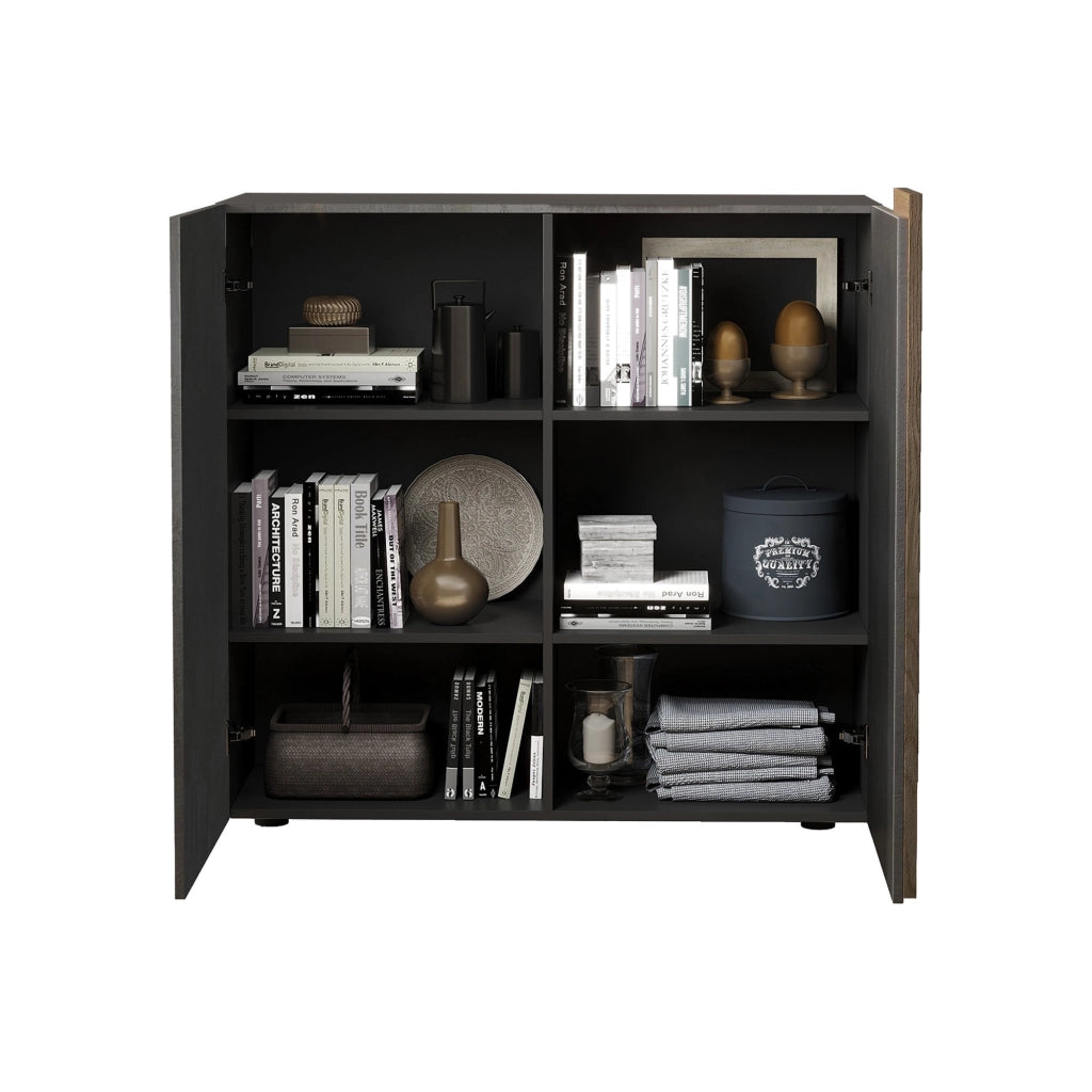 Madia Giarole, Credenza 4 Ripiani, 121x44x114h cm Marrone Noce