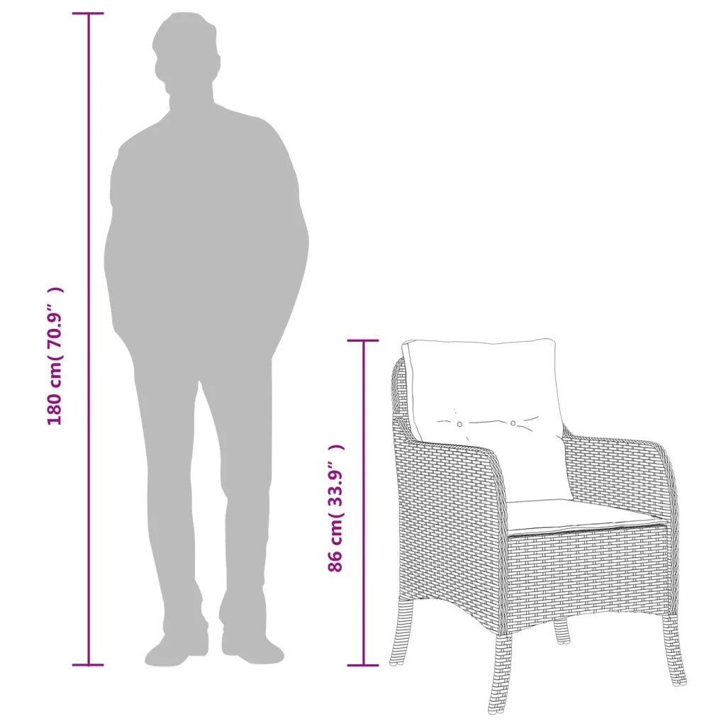 Set da Pranzo da Giardino 7 pz con Cuscini in Polyrattan Grigio 3211960
