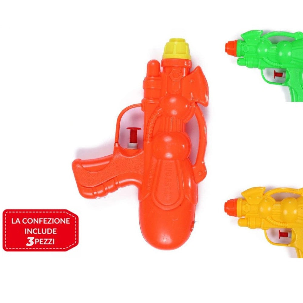 Trade Shop - 3 Pz Pistola Ad Acqua Giocattoli Gioco Per Bambini Mare Piscina Giardino 24 Cm -