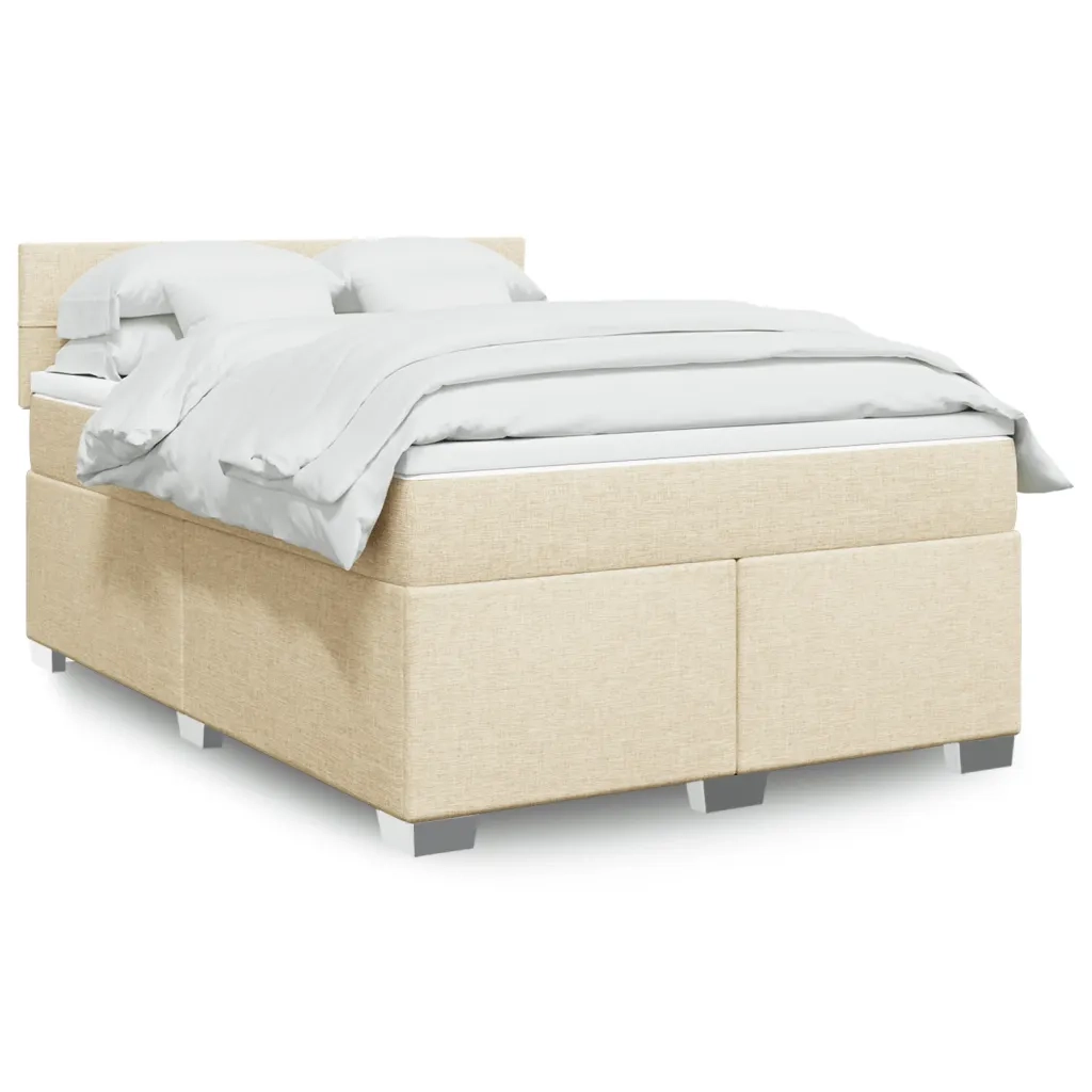 vidaXL Giroletto a Molle con Materasso Crema 140x200 cm in Tessuto