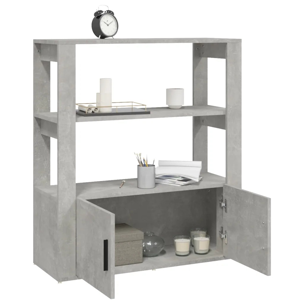 Credenza-Buffet-Armadio da cucina Grigio Cemento 80x30x90 cm in Legno Multistrato