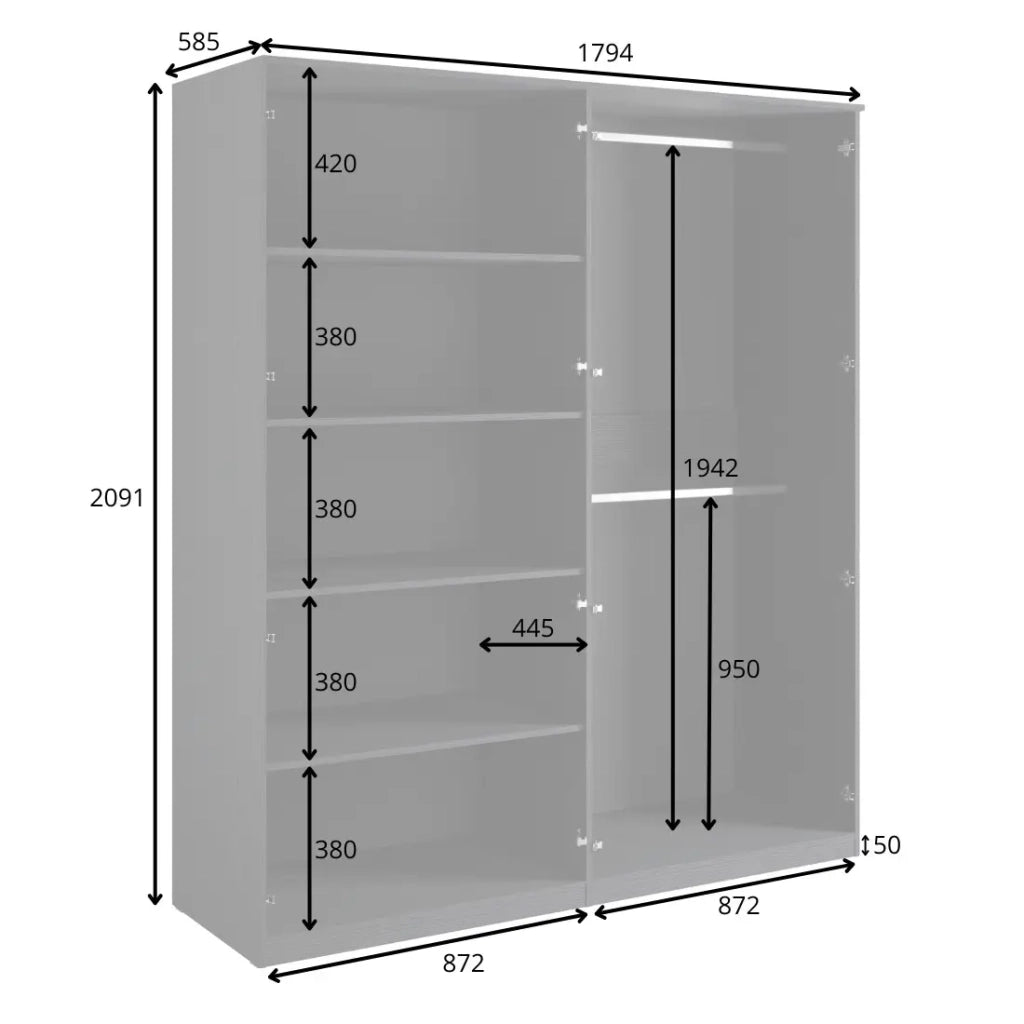 Camera completa MONDO – Nero strutturato e dorato – Letto contenitore 180x200 con doghe + Armadio + Cassettiera + 2 comodini