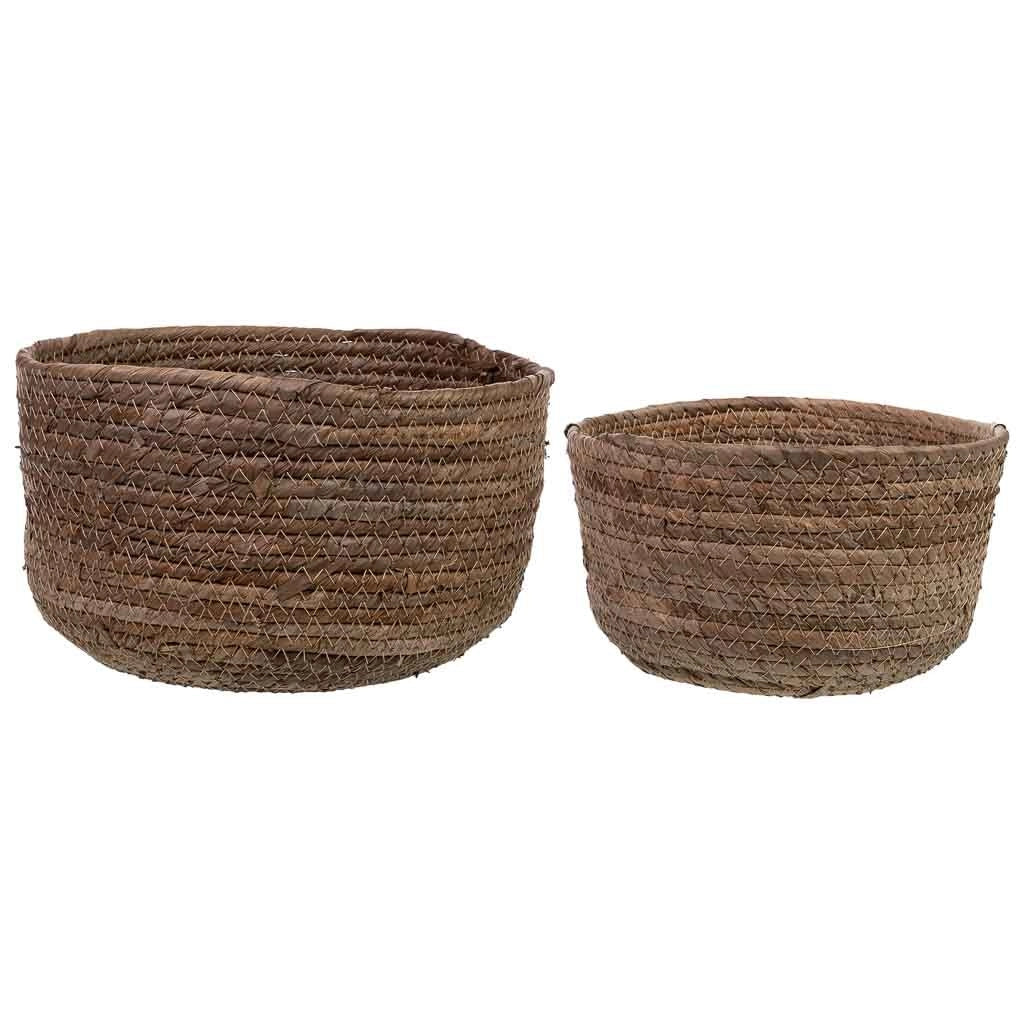 Set di 2 cesti in fibra di foglie di banana D25x16h-D21x13