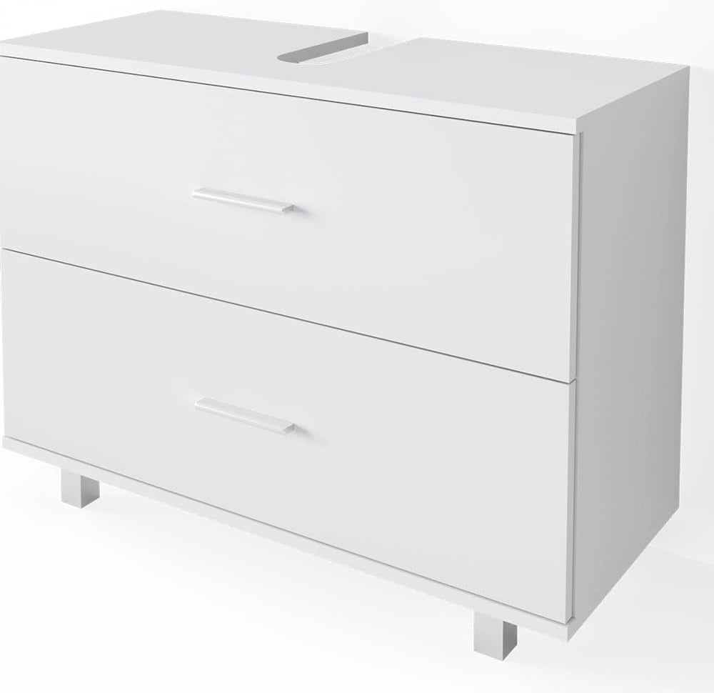 Set mobili bagno Ilias, Bianco, 80.2 cm, composto da specchio da bagno e mobile sottolavabo