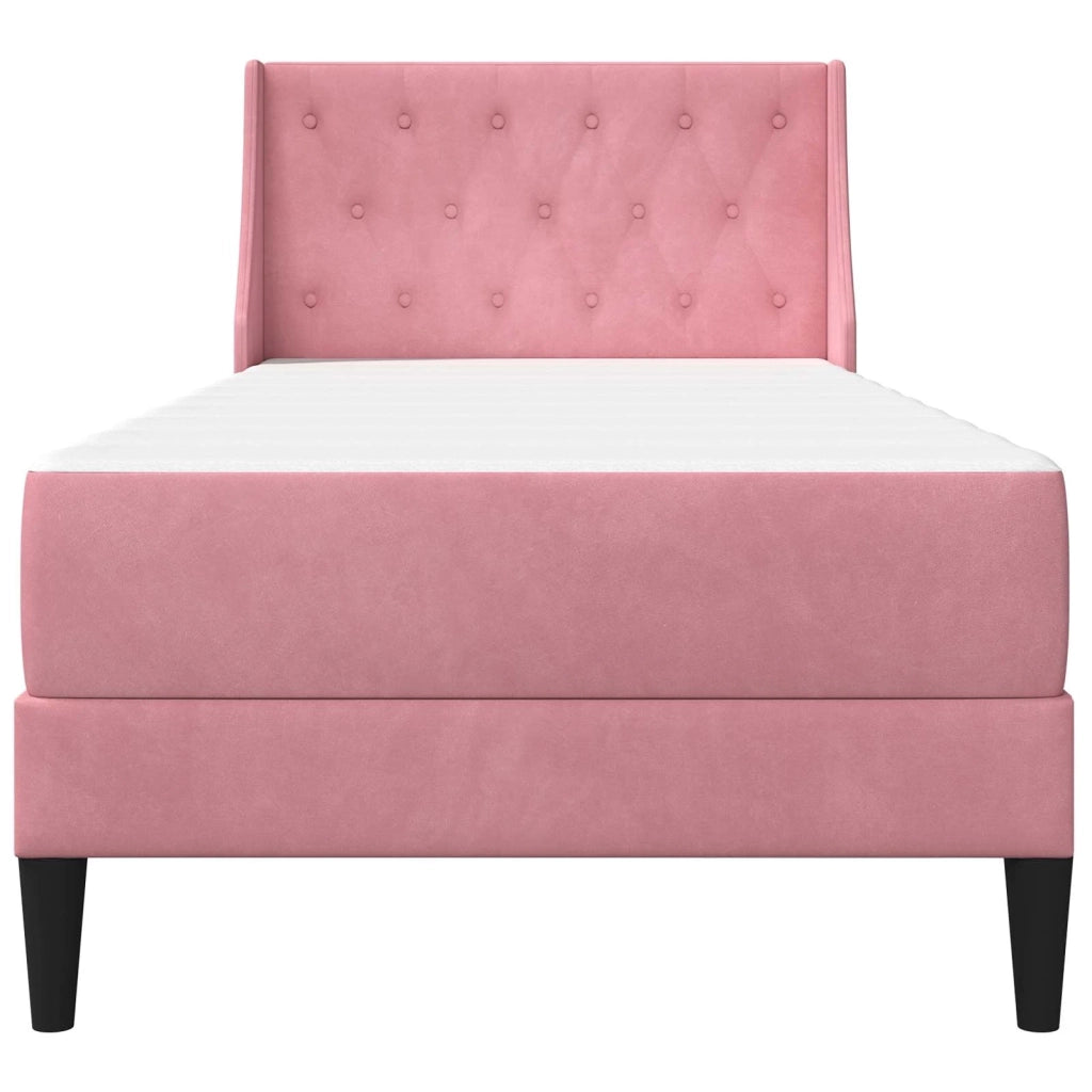Struttura letto con materasso Rosa 100 x 200 cm Velluto 3414780
